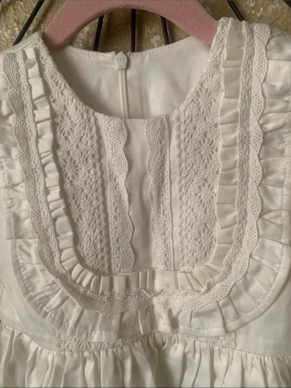 White Ruffled Long-Sleeve Girls' Formal Dress